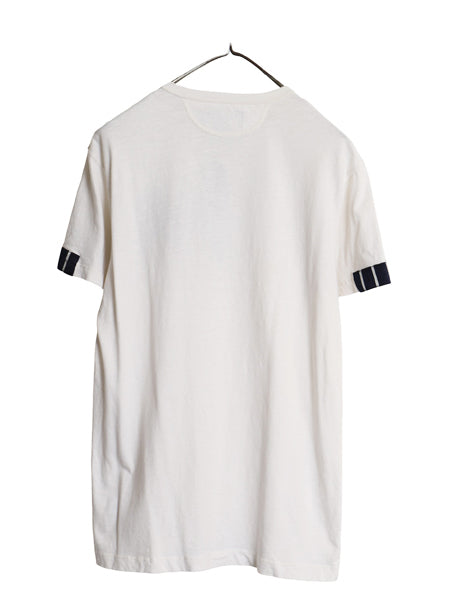 00s ポロ ラルフローレン ヘンリーネック 半袖 Tシャツ メンズ M オールド CUSTOM FIT コットン カットソー 細身 ワンポイント ツートン 白