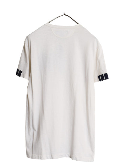 00s ポロ ラルフローレン ヘンリーネック 半袖 Tシャツ メンズ M オールド CUSTOM FIT コットン カットソー 細身 ワンポイント ツートン 白