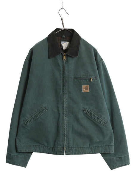 90s USA製 ★ カーハート デトロイト ジャケット メンズ XL / 古着 ワーク ダック ブランケット ライナー付き ハンター グリーン J43 廃盤