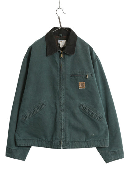 90s USA製 ★ カーハート デトロイト ジャケット メンズ XL / 古着 ワーク ダック ブランケット ライナー付き ハンター グリーン J43 廃盤