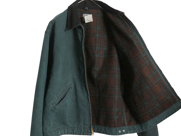 90s USA製 ★ カーハート デトロイト ジャケット メンズ XL / 古着 ワーク ダック ブランケット ライナー付き ハンター グリーン J43 廃盤