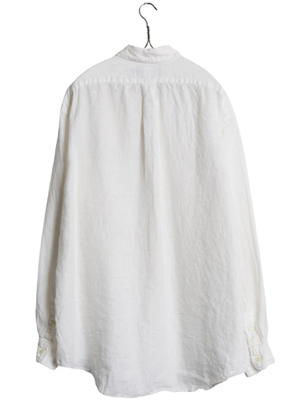 90s ラルフローレン 長袖 ボタンダウンシャツ メンズ XL オールド ポロ 100% リネン 麻 長袖シャツ ワンポイント シンプル 大きいサイズ 白
