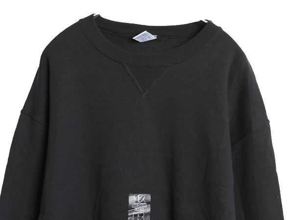 デッドストック 90s ラッセル 無地 スウェット メンズ レディース M / 新品 オールド トレーナー 前V 裏起毛 ワンポイント クルーネック 黒