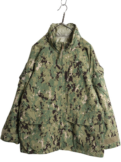 デッドストック 米軍実物 USN ネイビー ゴアテックス ジャケット MEDIUM SHORT 17年製 マンパ AOR2 ECWCS デジタル ウッドランドカモ 迷彩 