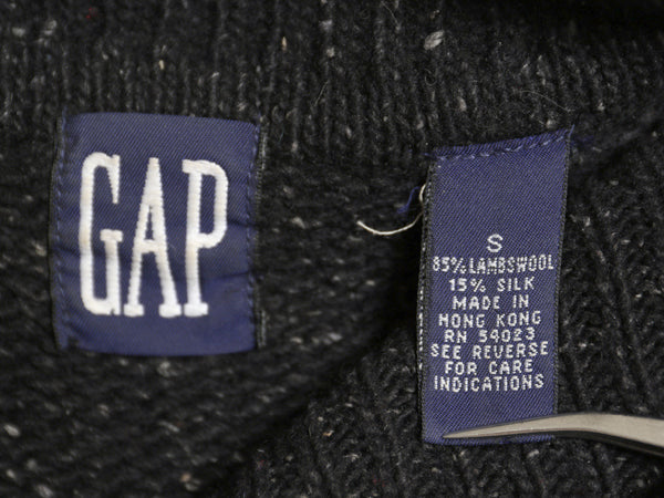 90s オールド ギャップ タートルネック ニット セーター メンズ レディース S / ウール シルク ネップ ハイネック 無地 リブ編み ブラック