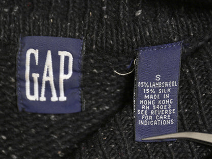 90s オールド ギャップ タートルネック ニット セーター メンズ レディース S / ウール シルク ネップ ハイネック 無地 リブ編み ブラック