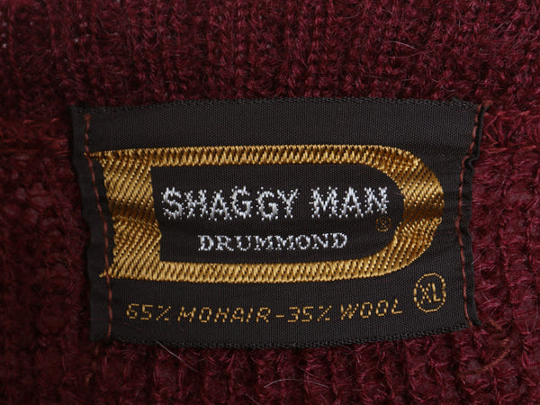 60s ★  DRUMMOND モヘア ニット セーター メンズ XL / ヴィンテージ  Vネック プルオーバー ウール 毛足 毛長 シャギー 無地 大きいサイズ