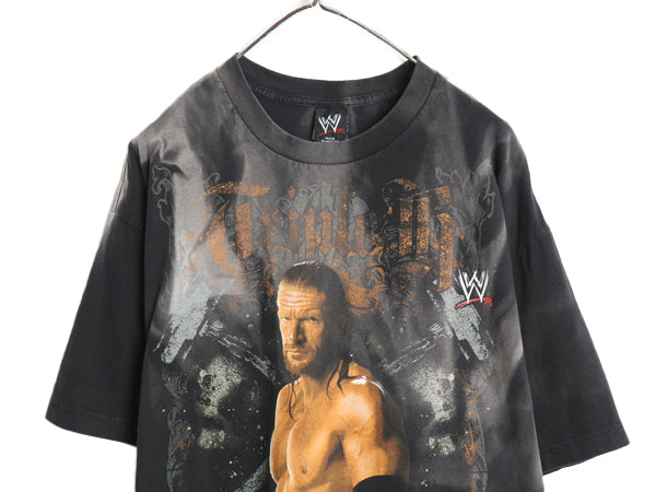00s WWE トリプルH 両面 プリント Tシャツ メンズ XL / 古着 オールド オフィシャル プロレス アメプロ WWF グラフィック 大きいサイズ 黒