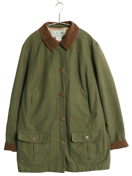 00s エルエルビーン ハンティング ジャケット レディース L 古着 オールド カバーオール ハーフ コート フランネル チェック ライナー付き