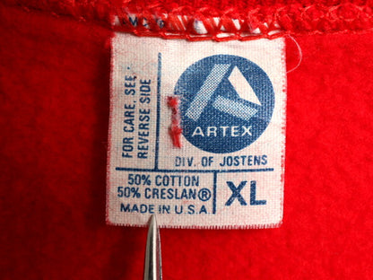 80s USA製 オハイオ キャラクター プリント スウェット メンズ レディース XL 古着 ヴィンテージ トレーナー 裏起毛 クマ ベア イラスト 赤