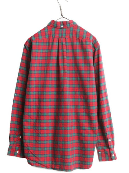 90s ラルフローレン チェック 3点留め 長袖 ボタンダウン シャツ メンズ L / 90年代 オールド ポロ 長袖シャツ BD BDシャツ ワンポイント