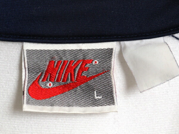90s ナイキ フルジップ トラック ジャケット メンズ L 初期 銀タグ オールド NIKE ジャージ ハイネック ストレッチ ブルゾン ジャンパー 白