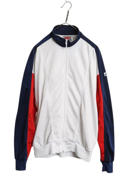 90s ナイキ フルジップ トラック ジャケット メンズ L 初期 銀タグ オールド NIKE ジャージ ハイネック ストレッチ ブルゾン ジャンパー 白