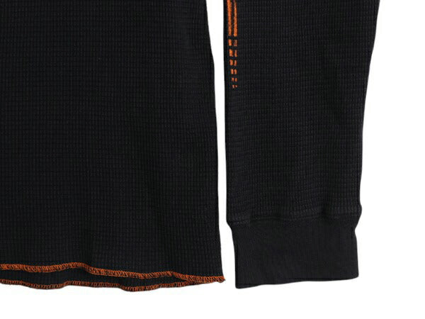 00s USA製 ハーレー ダビットソン 4面 プリント サーマル 長袖 Tシャツ メンズ L オールド オフィシャル ロンT ワッフル コットン ブラック
