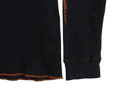 00s USA製 ハーレー ダビットソン 4面 プリント サーマル 長袖 Tシャツ メンズ L オールド オフィシャル ロンT ワッフル コットン ブラック