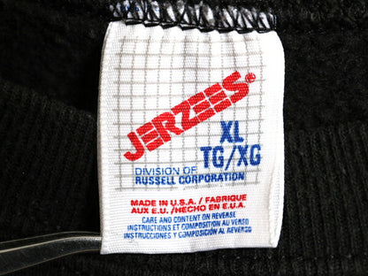 90s USA製 2段 カレッジ プリント スウェット メンズ レディース XL / 黒 オールド トレーナー 裏起毛 ブラック 大きいサイズ ジャージーズ
