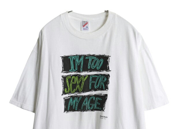 90s USA製 ジョーク メッセージ プリント Tシャツ メンズ レディース XL / オールド グラフィック アート ヘビーウェイト 大きいサイズ 白