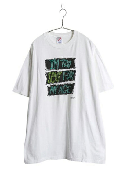 90s USA製 ジョーク メッセージ プリント Tシャツ メンズ レディース XL / オールド グラフィック アート ヘビーウェイト 大きいサイズ 白