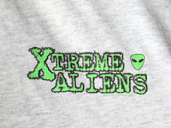 90s エイリアン メッセージ プリント Tシャツ メンズ XL / オールド 当時物 ジョーク キャラクター UFO 大きいサイズ シングルステッチ 灰