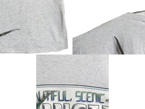 90s エイリアン メッセージ プリント Tシャツ メンズ XL / オールド 当時物 ジョーク キャラクター UFO 大きいサイズ シングルステッチ 灰