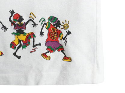 90s ジャマイカ製 レゲエ 4面 イラスト プリント Tシャツ メンズ XL 古着 オールド ラスタ 音物 バンド シングルステッチ 白 大きいサイズ