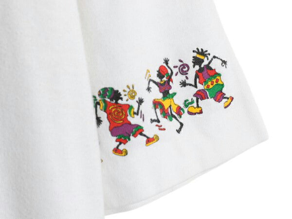 90s ジャマイカ製 レゲエ 4面 イラスト プリント Tシャツ メンズ XL 古着 オールド ラスタ 音物 バンド シングルステッチ 白 大きいサイズ