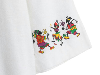 90s ジャマイカ製 レゲエ 4面 イラスト プリント Tシャツ メンズ XL 古着 オールド ラスタ 音物 バンド シングルステッチ 白 大きいサイズ