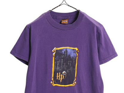 00s USA製 ハリーポッター イラスト プリント Tシャツ メンズ XS レディース S / 映画 オフィシャル 当時物 ムービー シングルステッチ 紫