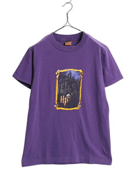 00s USA製 ハリーポッター イラスト プリント Tシャツ メンズ XS レディース S / 映画 オフィシャル 当時物 ムービー シングルステッチ 紫