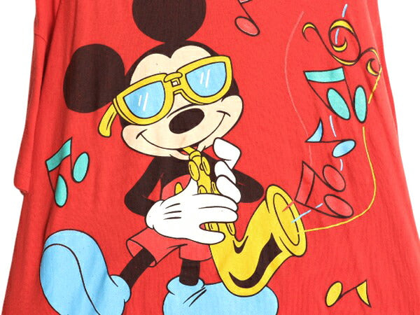 90s ミッキー プリント Tシャツ メンズ XXL / オールド キャラクター イラスト ジャズ グラフィック 大きいサイズ ディズニー オフィシャル