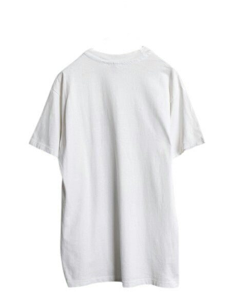 90s USA製 メッセージ アート イラスト プリント Tシャツ メンズ M 古着 オールド シングルステッチ ヘビーウェイト グラフィック ホワイト