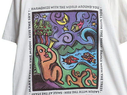 90s USA製 メッセージ アート イラスト プリント Tシャツ メンズ M 古着 オールド シングルステッチ ヘビーウェイト グラフィック ホワイト