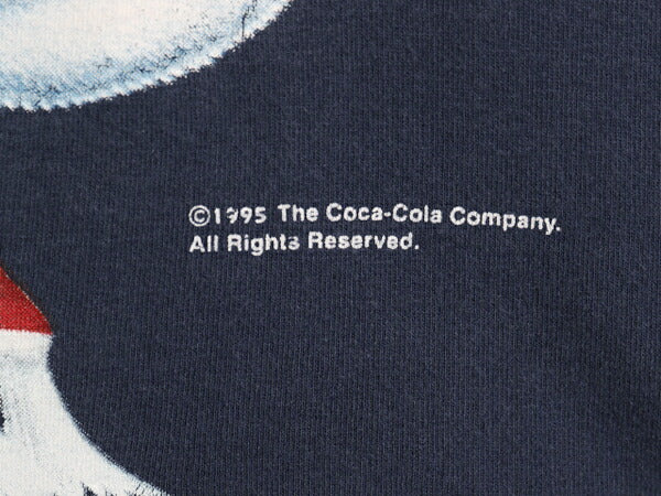 90s USA製 コカコーラ 企業 両面 プリント 半袖 Tシャツ メンズ L / オールド シロクマ キャラクター シングルステッチ ヘビーウェイト 紺