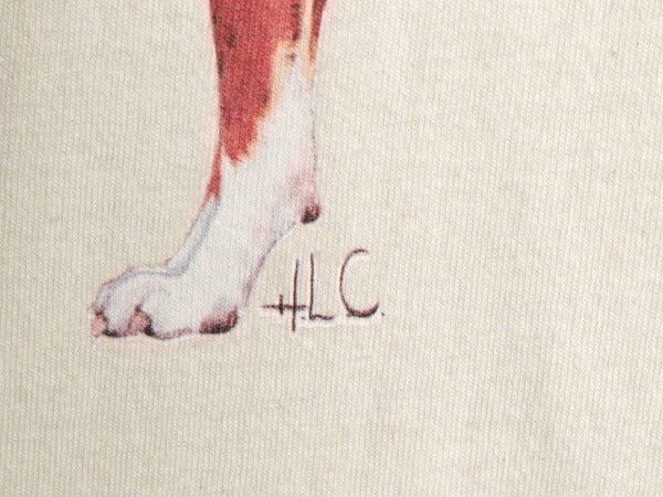 90s USA製 ドッグ アート イラスト プリント Tシャツ メンズ XL / オールド アニマル 犬 グラフィック 大きいサイズ ヘビーウェイト 生成り