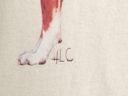90s USA製 ドッグ アート イラスト プリント Tシャツ メンズ XL / オールド アニマル 犬 グラフィック 大きいサイズ ヘビーウェイト 生成り