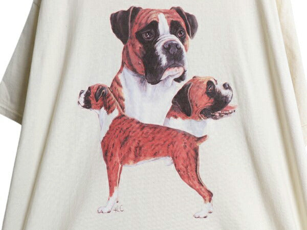 90s USA製 ドッグ アート イラスト プリント Tシャツ メンズ XL / オールド アニマル 犬 グラフィック 大きいサイズ ヘビーウェイト 生成り