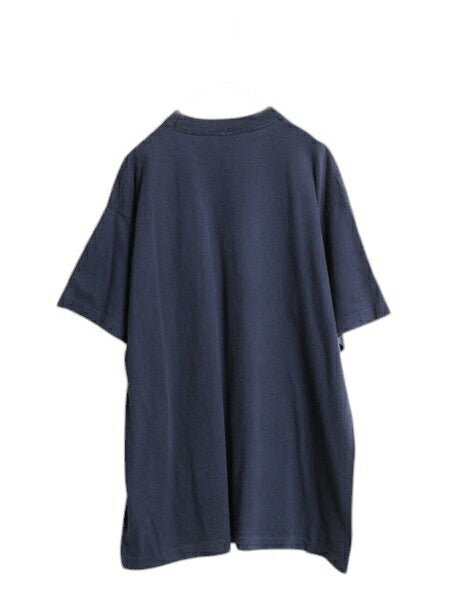 90s USA製 カレッジ ジャズ アート イラスト プリント Tシャツ メンズ XL オールド シングルステッチ 大きいサイズ ヘビーウェイト 紺 音物