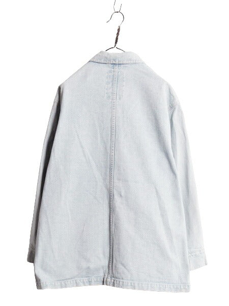 90s LAUREN ラルフローレン デニム カバーオール ジャケット レディース M 大きめ / 古着 90年代 オールド ワーク コットン ヘビーウェイト