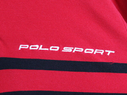 90s ポロスポーツ ラルフローレン ボーダー 長袖 鹿の子 ポロシャツ メンズ L / 90年代 オールド POLO SPORT 長袖シャツ コットン ツートン