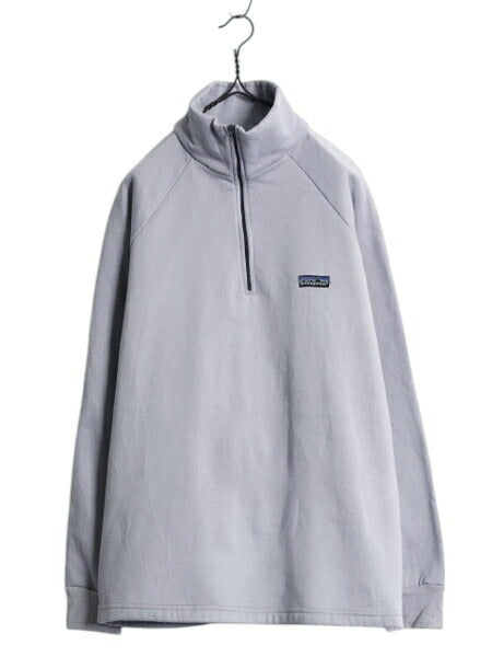 80s USA製 パタゴニア キャプリーン 長袖 Tシャツ メンズ XL ヴィンテージ ストレッチ 裏 フリース アウトドア ハイネック ハーフジップ 灰