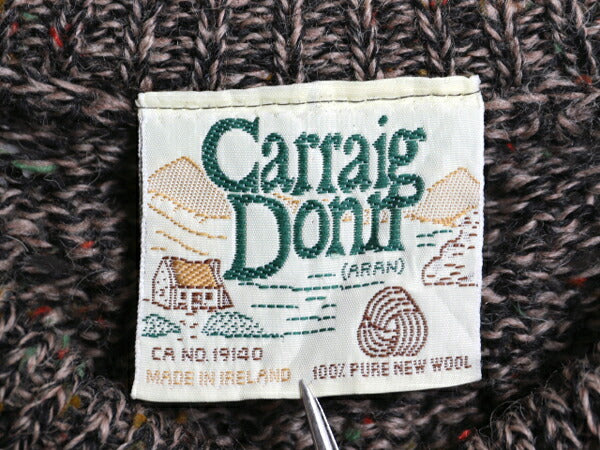 アイルランド製 Carraig Donn フィッシャーマン ウール ニット セーター メンズ L / 古着 アラン ケーブル ローゲージ ネップ マルチカラー
