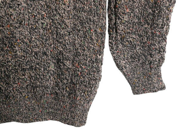 アイルランド製 Carraig Donn フィッシャーマン ウール ニット セーター メンズ L / 古着 アラン ケーブル ローゲージ ネップ マルチカラー