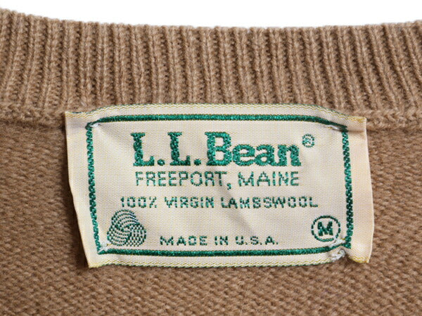 80s USA製 エルエルビーン ニット ベスト メンズ M 古着 旧タグ ヴィンテージ LLBEAN ラム ウール Vネック プルオーバー 重ね着 無地 薄手