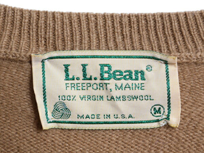 80s USA製 エルエルビーン ニット ベスト メンズ M 古着 旧タグ ヴィンテージ LLBEAN ラム ウール Vネック プルオーバー 重ね着 無地 薄手