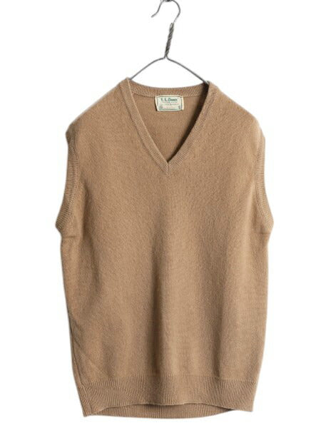 80s USA製 エルエルビーン ニット ベスト メンズ M 古着 旧タグ ヴィンテージ LLBEAN ラム ウール Vネック プルオーバー 重ね着 無地 薄手