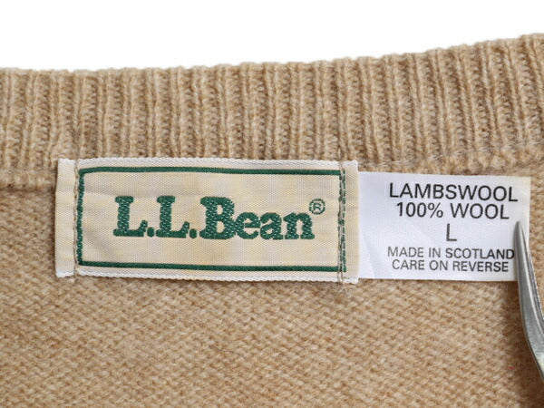 80s スコットランド製 エルエルビーン アーガイル ニット ベスト メンズ L / 旧タグ ヴィンテージ LLBEAN ラム ウール Vネック 重ね着 総柄