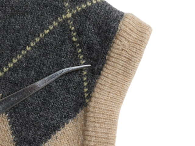 80s スコットランド製 エルエルビーン アーガイル ニット ベスト メンズ L / 旧タグ ヴィンテージ LLBEAN ラム ウール Vネック 重ね着 総柄