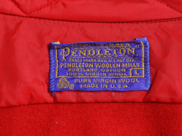 70s USA製 ペンドルトン 長袖 ウール シャツ メンズ L / 古着 70年代 ヴィンテージ PENDLETON 長袖シャツ 薄手 無地 ポケット付き レッド