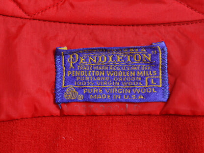 70s USA製 ペンドルトン 長袖 ウール シャツ メンズ L / 古着 70年代 ヴィンテージ PENDLETON 長袖シャツ 薄手 無地 ポケット付き レッド
