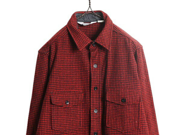 70s USA製 ウールリッチ ギンガム チェック 長袖 ウール シャツ メンズ L 古着 ヴィンテージ 旧タグ 長袖シャツ ポケット付き マルチカラー